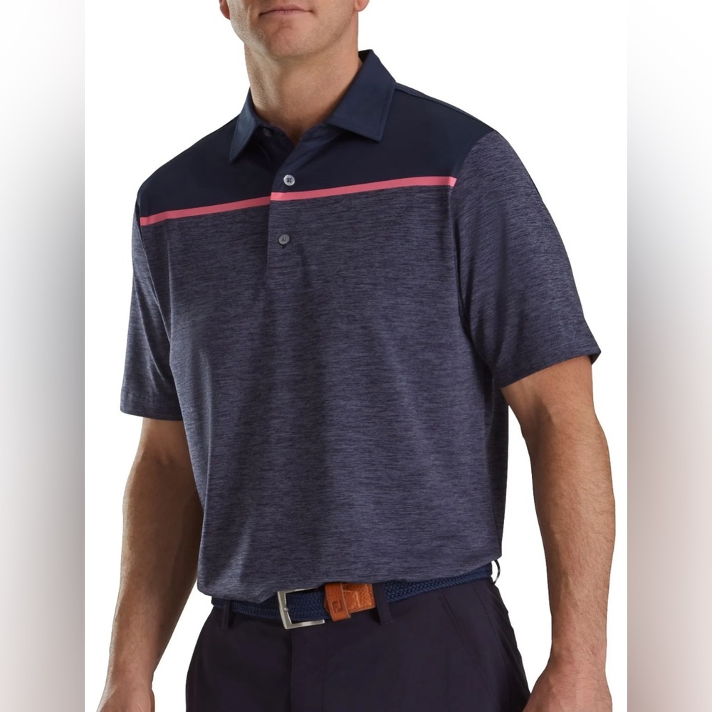 FootJoy Men's Spacedye Block Lisle Self Collar Performance Polo